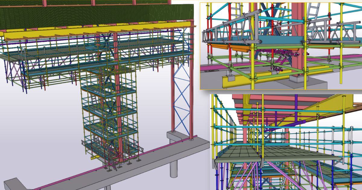 Wharf Scaffolding with cantilever and suspension